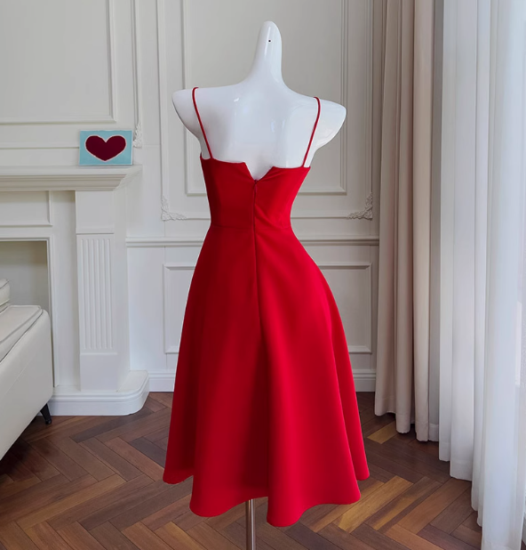 Fancy Short Hoco Dresses A Line Spaghetti Straps Red Formal 8th Grade Homecoming Dresses Summer Middle School Homecoming Outfits DH75
