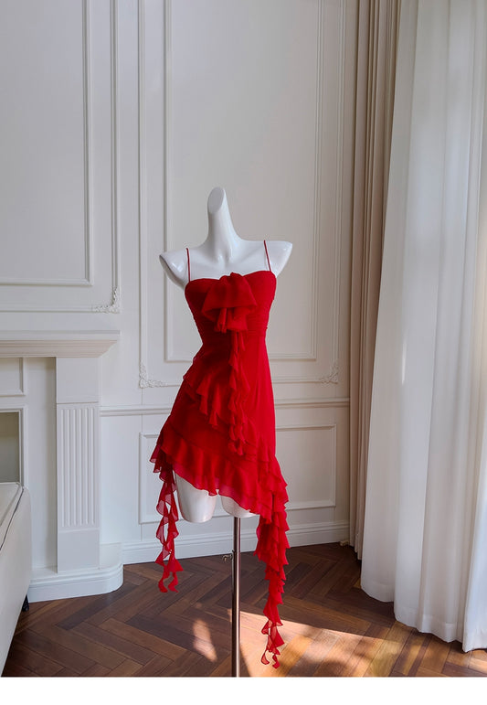 Fancy Short Hoco Dresses A Line Spaghetti Straps Red Formal 8th Grade Homecoming Dresses Summer Middle School Homecoming Outfits DH77