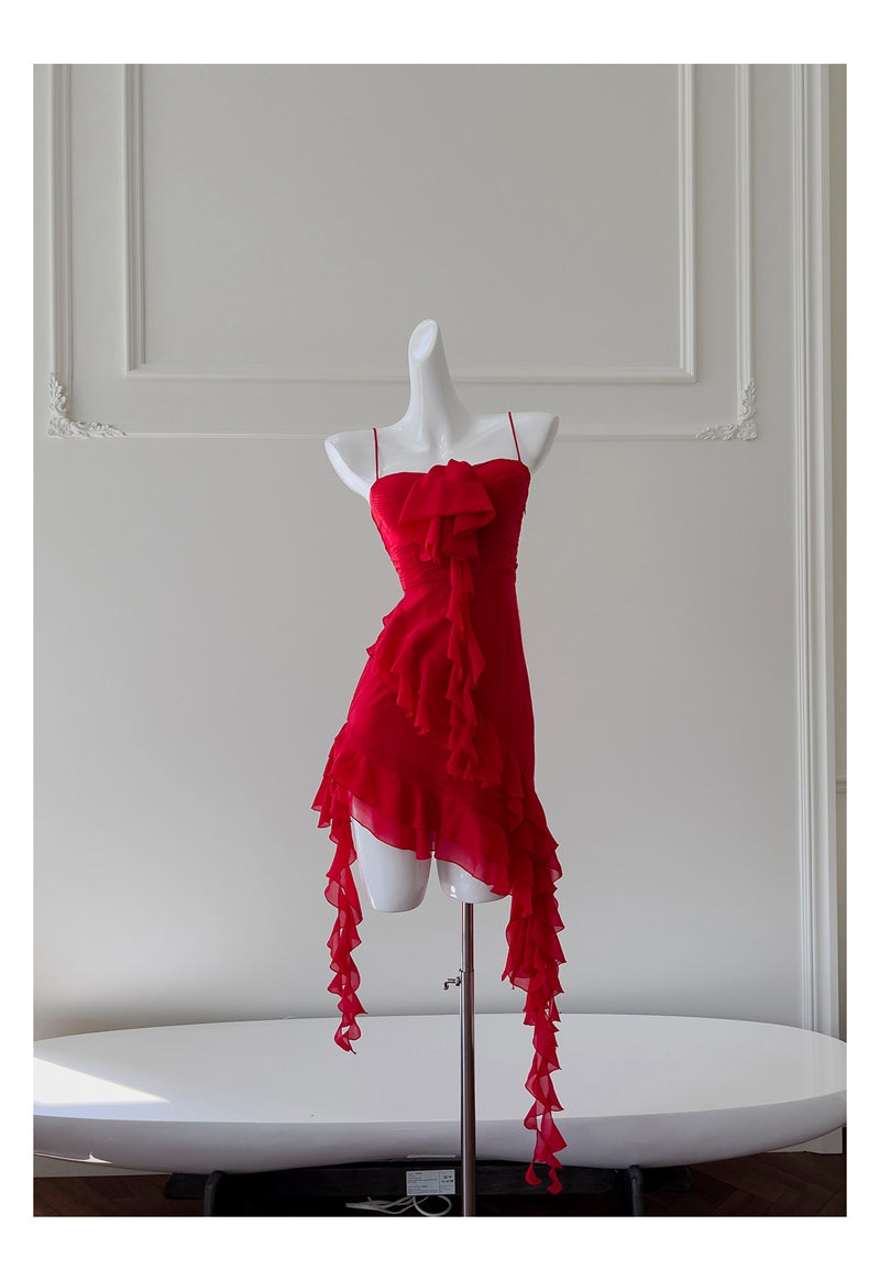 Fancy Short Hoco Dresses A Line Spaghetti Straps Red Formal 8th Grade Homecoming Dresses Summer Middle School Homecoming Outfits DH77