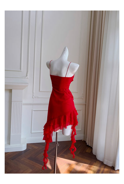 Fancy Short Hoco Dresses A Line Spaghetti Straps Red Formal 8th Grade Homecoming Dresses Summer Middle School Homecoming Outfits DH77