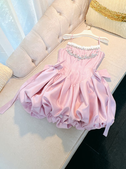 Fancy Short Hoco Dresses Ball Gown Spaghetti Straps Pink Formal 8th Grade Homecoming Dresses Summer Middle School Homecoming Outfits DH80