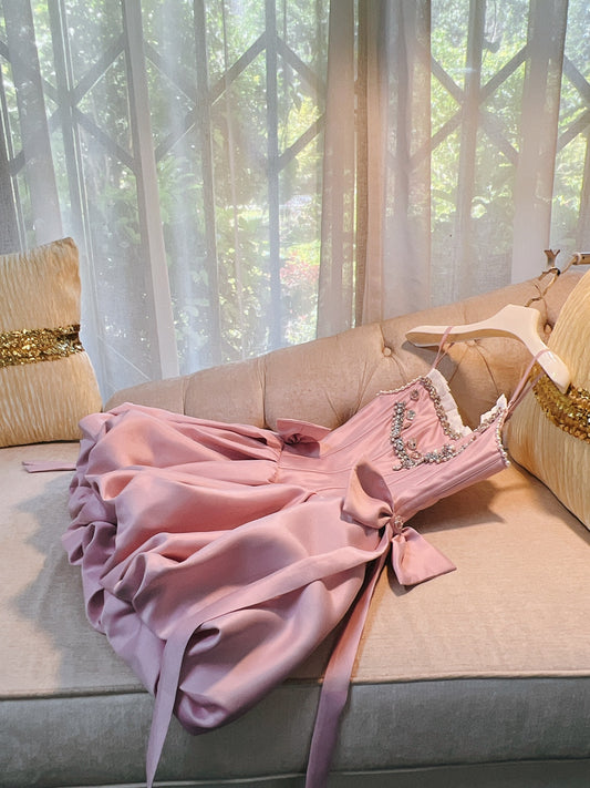 Fancy Short Hoco Dresses Ball Gown Spaghetti Straps Pink Formal 8th Grade Homecoming Dresses Summer Middle School Homecoming Outfits DH78