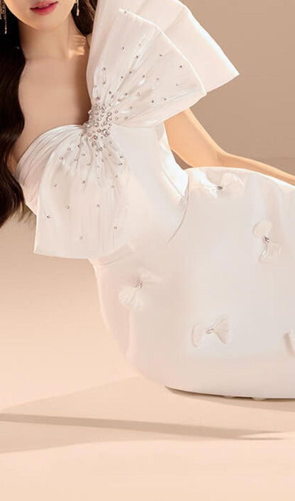 Pretty A line One Shoulder White Satin Formal 8th Grade Homecoming Dresses Summer Middle School Hoco Dress Homecoming Outfits DH803