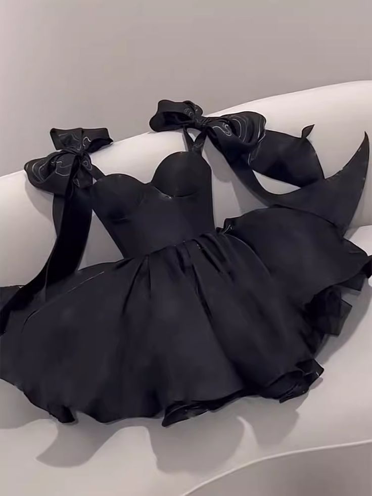 Pretty A line Black Satin Short Formal 8th Grade Homecoming Dresses Summer Middle School Hoco Dress Homecoming Outfits DH805