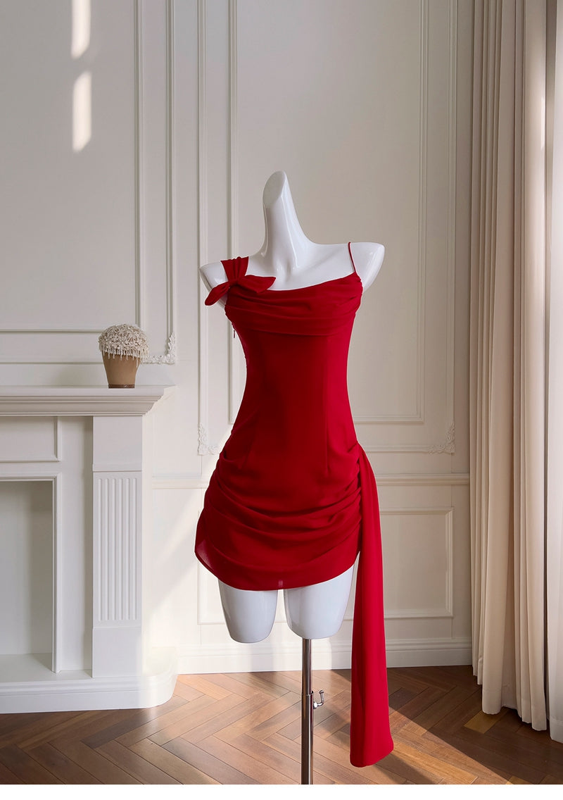 Fancy Short Hoco Dresses Sheath Spaghetti Straps Red Formal 8th Grade Homecoming Dresses Summer Middle School Homecoming Outfits DH83