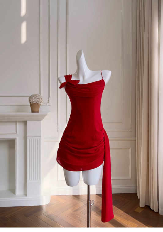 Fancy Short Hoco Dresses Sheath Spaghetti Straps Red Formal 8th Grade Homecoming Dresses Summer Middle School Homecoming Outfits DH83
