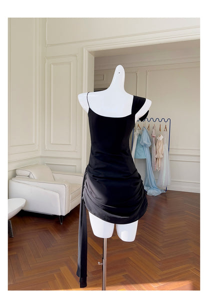 Fancy Short Hoco Dresses Sheath Spaghetti Straps Black Formal 8th Grade Homecoming Dresses Summer Middle School Homecoming Outfits DH84