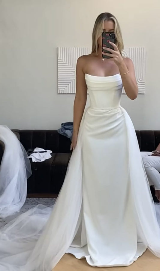 Robe de mariée classique sirène bustier satin longue blanche robes de mariée élégantes robes de mariée DH856