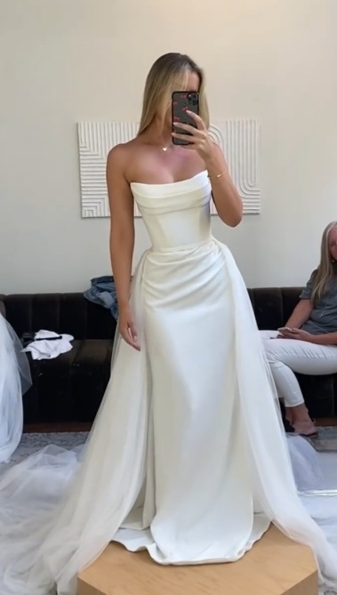Robe de mariée classique sirène bustier satin longue blanche robes de mariée élégantes robes de mariée DH856
