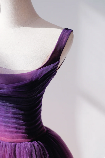 Elegantes A-Linien-Ballkleid mit quadratischem Ausschnitt und traubenfarbenem Tüll, Partykleid, Sommerkleid zum 20. Geburtstag, Outfits zum 18. Geburtstag, Kleider für den DH887
