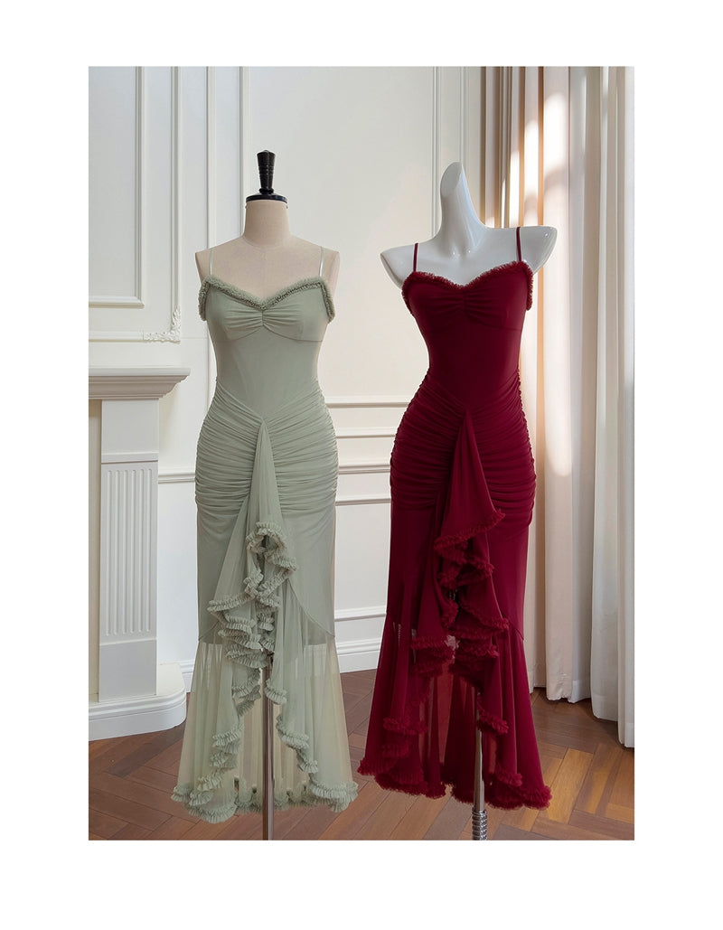 Elegant High Low Spaghetti Straps Sleeveless Long Evening Party Gowns Evening Formal Dresses Prom Dress DH90