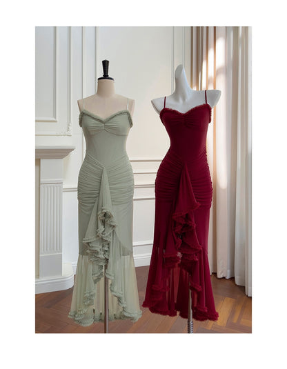 Elegant High Low Spaghetti Straps Sleeveless Long Evening Party Gowns Evening Formal Dresses Prom Dress DH90