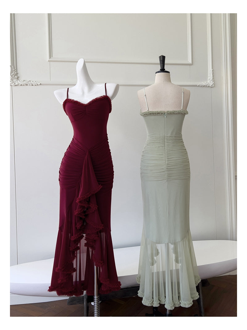 Elegant High Low Spaghetti Straps Sleeveless Long Evening Party Gowns Evening Formal Dresses Prom Dress DH90