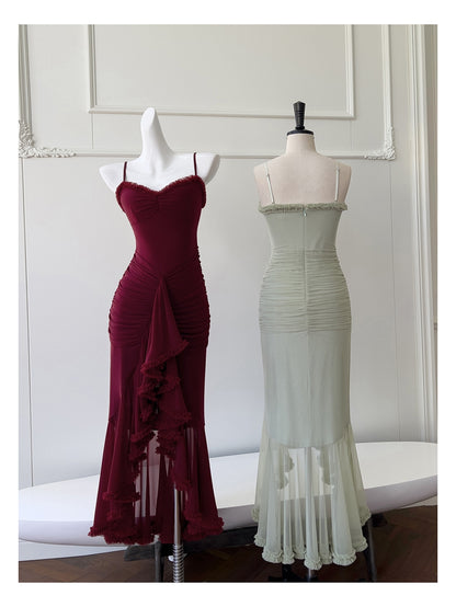 Elegant High Low Spaghetti Straps Sleeveless Long Evening Party Gowns Evening Formal Dresses Prom Dress DH90