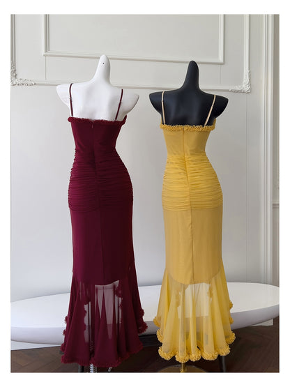 Elegant High Low Spaghetti Straps Sleeveless Long Evening Party Gowns Evening Formal Dresses Prom Dress DH90