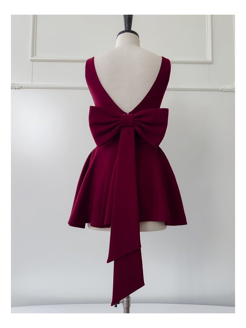 Cute A line Square Neck Short Burgundy Formal 8th Grade Homecoming Dresses Summer Middle School Hoco Dress Homecoming Outfits DH91