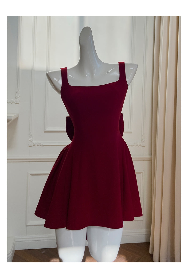 Cute A line Square Neck Short Burgundy Formal 8th Grade Homecoming Dresses Summer Middle School Hoco Dress Homecoming Outfits DH91
