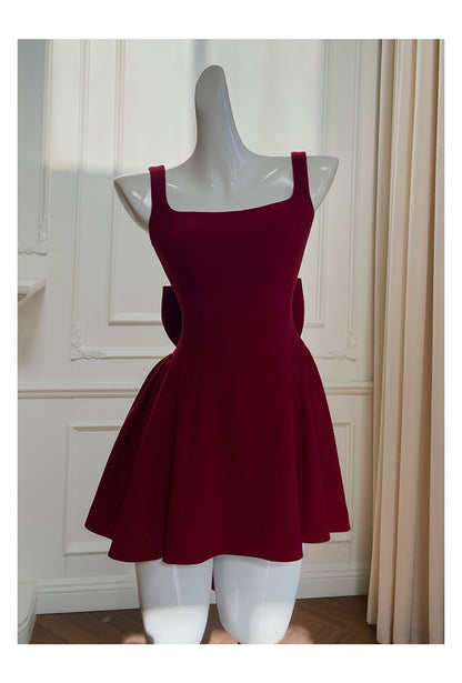 Cute A line Square Neck Short Burgundy Formal 8th Grade Homecoming Dresses Summer Middle School Hoco Dress Homecoming Outfits DH91