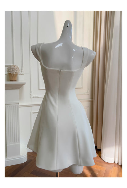 Cute A line Square Neck Short White Formal 8th Grade Homecoming Dresses Summer Middle School Hoco Dress Homecoming Outfits DH92