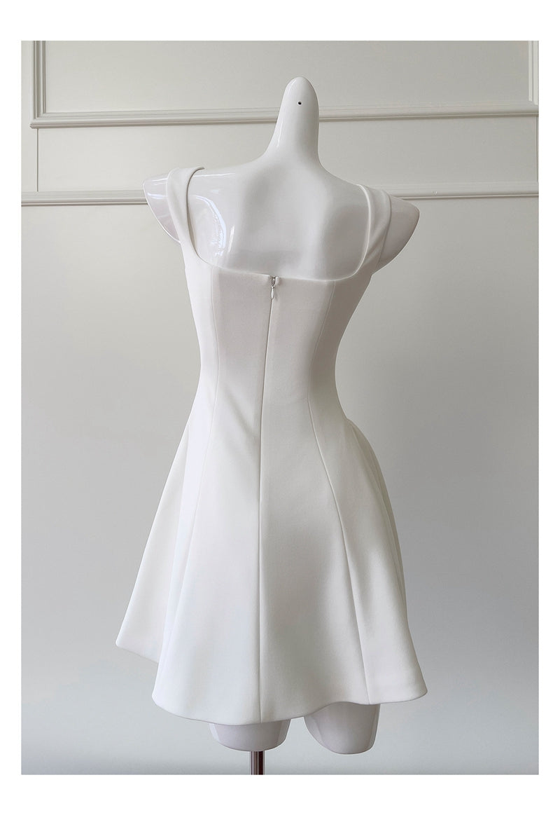 Cute A line Square Neck Short White Formal 8th Grade Homecoming Dresses Summer Middle School Hoco Dress Homecoming Outfits DH92