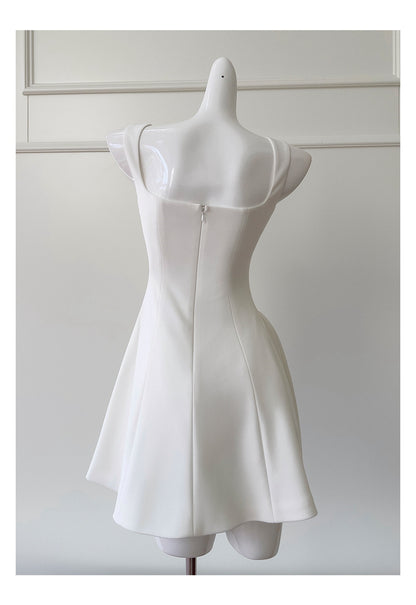 Cute A line Square Neck Short White Formal 8th Grade Homecoming Dresses Summer Middle School Hoco Dress Homecoming Outfits DH92