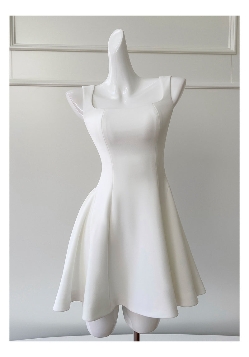 Cute A line Square Neck Short White Formal 8th Grade Homecoming Dresses Summer Middle School Hoco Dress Homecoming Outfits DH92