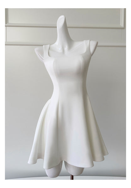 Cute A line Square Neck Short White Formal 8th Grade Homecoming Dresses Summer Middle School Hoco Dress Homecoming Outfits DH92