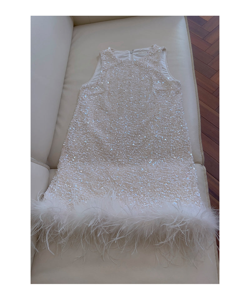 Cute A line Scoop Neck Short White Sequin Formal 8th Grade Homecoming Dresses Summer Middle School Hoco Dress Homecoming Outfits DH93