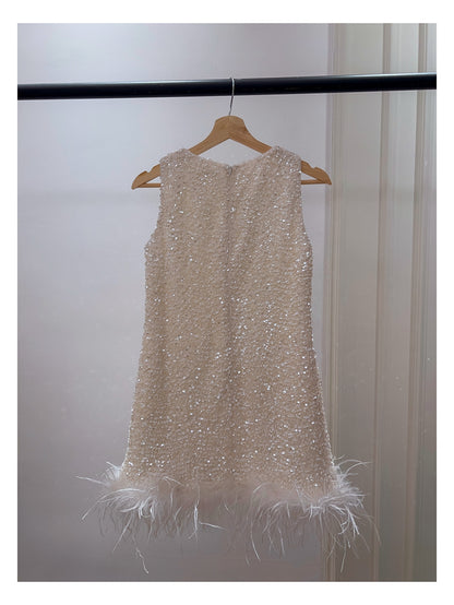 Cute A line Scoop Neck Short White Sequin Formal 8th Grade Homecoming Dresses Summer Middle School Hoco Dress Homecoming Outfits DH93