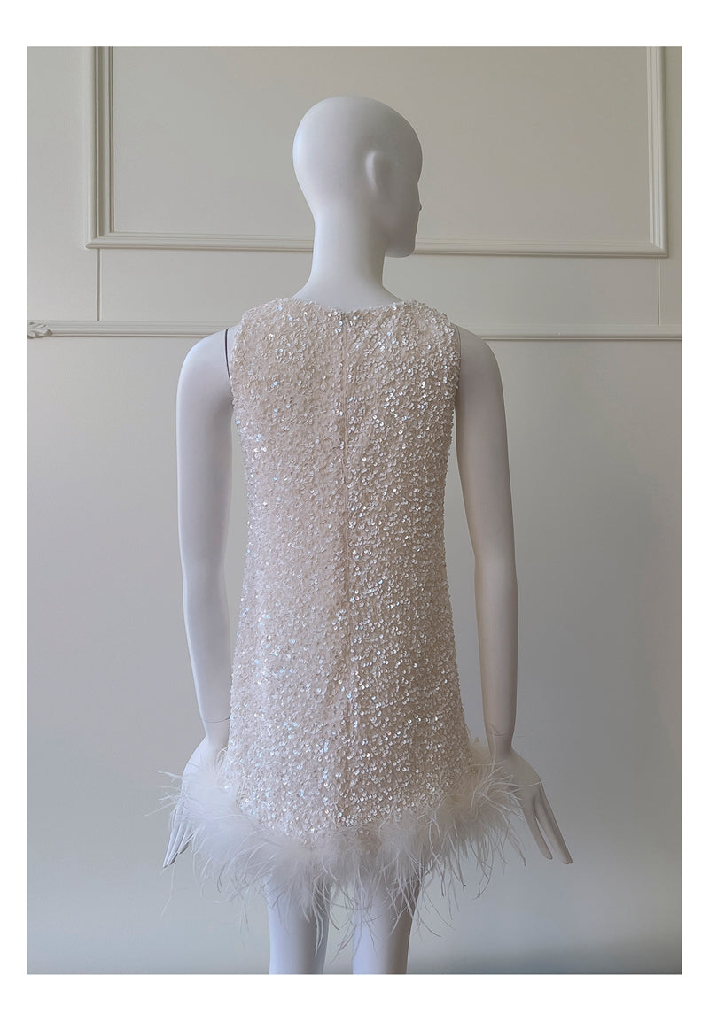 Cute A line Scoop Neck Short White Sequin Formal 8th Grade Homecoming Dresses Summer Middle School Hoco Dress Homecoming Outfits DH93