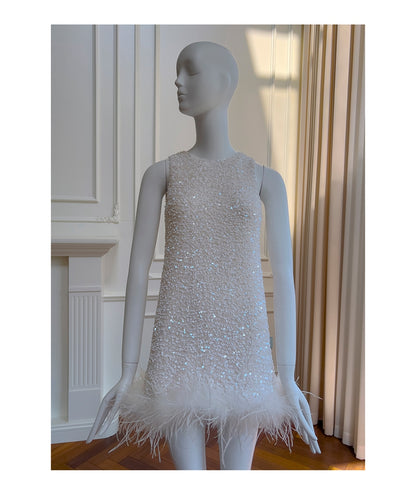 Cute A line Scoop Neck Short White Sequin Formal 8th Grade Homecoming Dresses Summer Middle School Hoco Dress Homecoming Outfits DH93