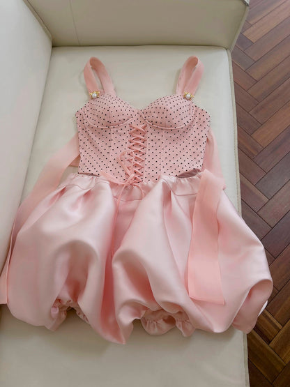 Cute A line Sweetheart Neck Short Pink Satin Formal 8th Grade Homecoming Dresses Summer Middle School Hoco Dress Homecoming Outfits DH94
