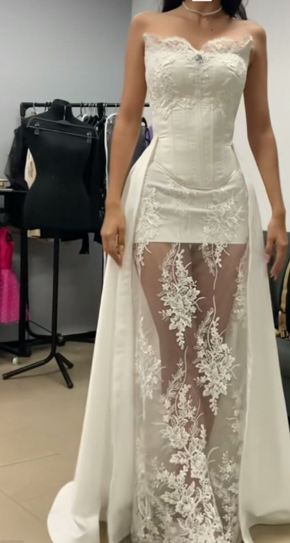 Princess Bridal Dress Sheath Sweetheart Sleeveless Lace White Wedding Dresses Pretty Bridal Gowns DH955