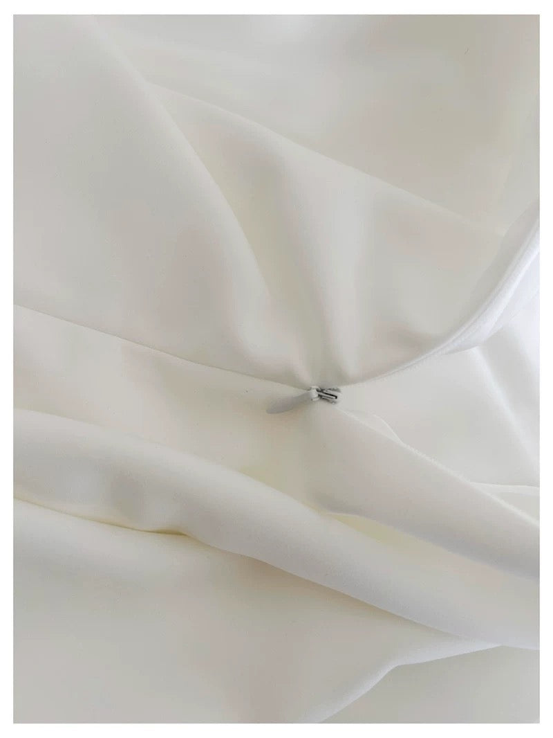 Cute A line Square Neck Short Satin White Formal 8th Grade Homecoming Dresses Summer Middle School Hoco Dress Homecoming Outfits DH97