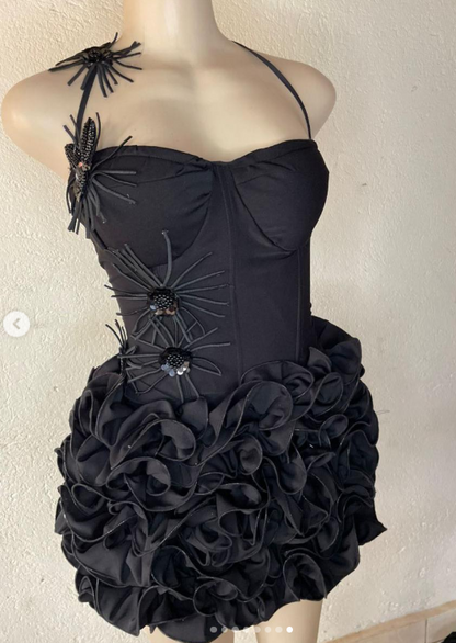Sexy Sheath Halter Black Sleeveless Mini Short Formal 8th Grade Homecoming Dresses Summer Middle School Hoco Dress Homecoming Outfits Birthday Outfit DH988