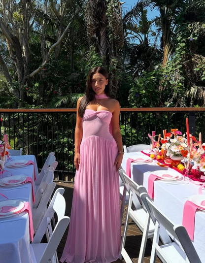 Elegant A Line Sweetheart Pink Chiffon Long Prom Dresses Party Dress Summer 20th Birthday Outfits 18th Birthday Dresses DH989