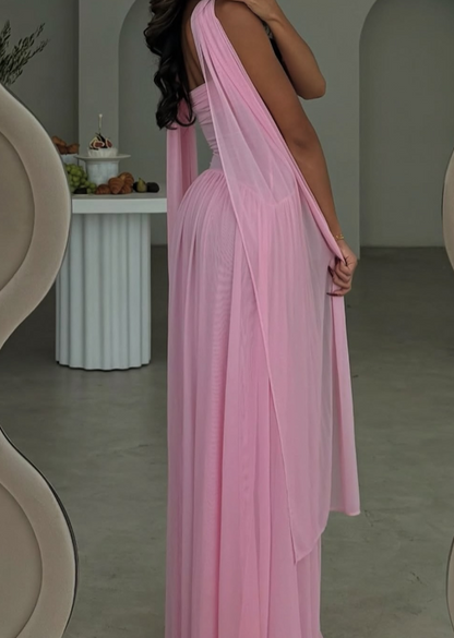 Elegant A Line Sweetheart Pink Chiffon Long Prom Dresses Party Dress Summer 20th Birthday Outfits 18th Birthday Dresses DH989