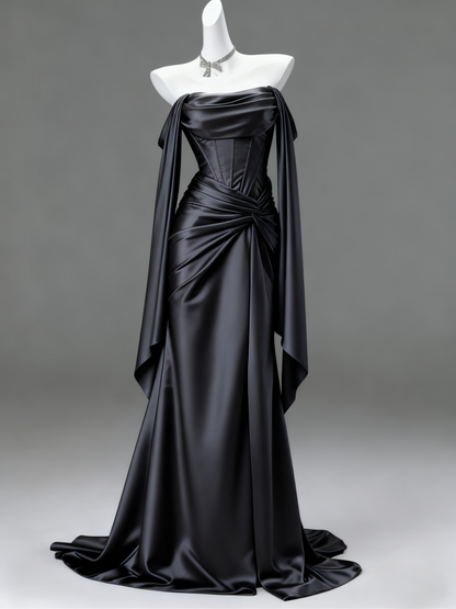 Elegant Sheath Light Champagne Long Prom Dresses; Satin Light Champagne  Evening Dresses DP04009