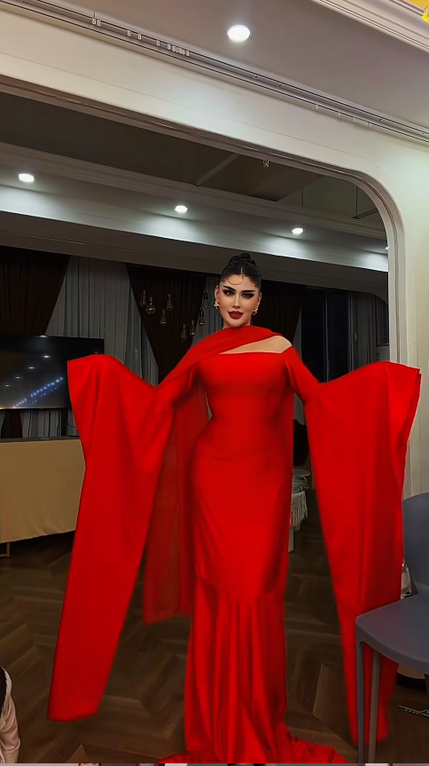 Glam Sheath Red Long Prom Dresses; Long-sleeved Chiffon Red Mother-of-the-Bridal Dress DP04028