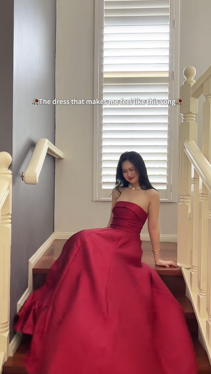 Sexy A-Line Burgundy Long Prom Dresses; Sleeveless Satin Burgundy Evening Dresses DP04030