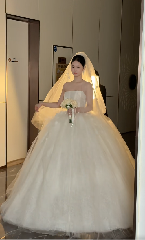 Luxury Strapless Ball Gown Long Wedding Dresses Tulle Lace White Bridal Gowns Sleeveless Bridal Dresses DP04067