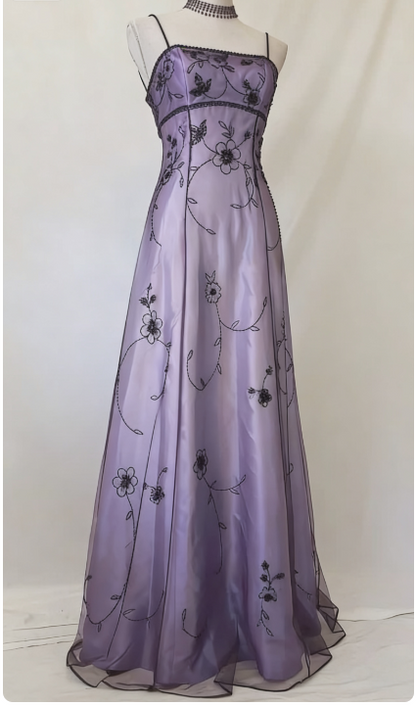 Elegant Spaghetti Straps Imperial Long Prom Dresses Satin Chiffon Beaded Blue Evening Dresses Sleeveless Formal Dresses DP04078