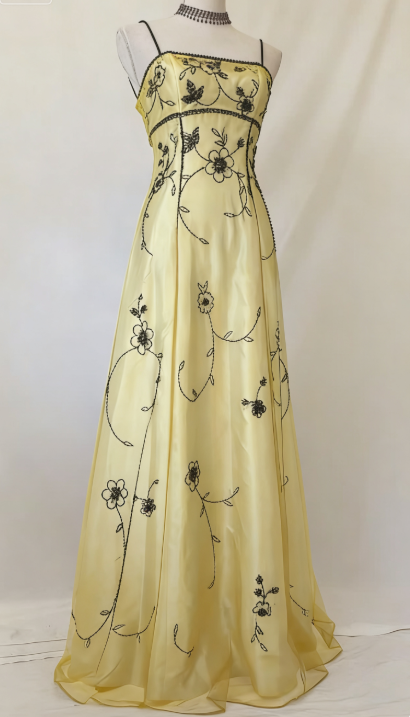 Elegant Spaghetti Straps Imperial Long Prom Dresses Satin Chiffon Beaded Blue Evening Dresses Sleeveless Formal Dresses DP04078