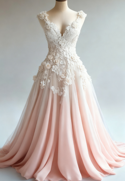 Glam A-Line Long Prom Dresses Chiffon Appliques Pink Evening Dresses Sleeveless Pink Birthday Dresses DP04089