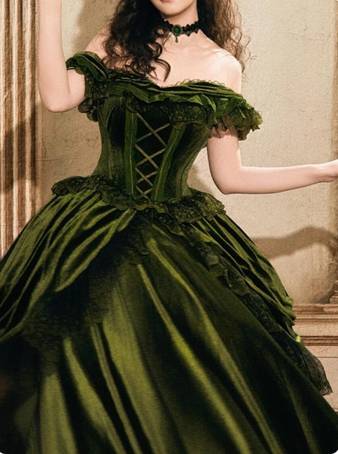 Chic Off-shoulder A-Line Green Long Prom Dresses Velvet Sleeveless Evening Dresses Green Birtdhay Dresses DP04123