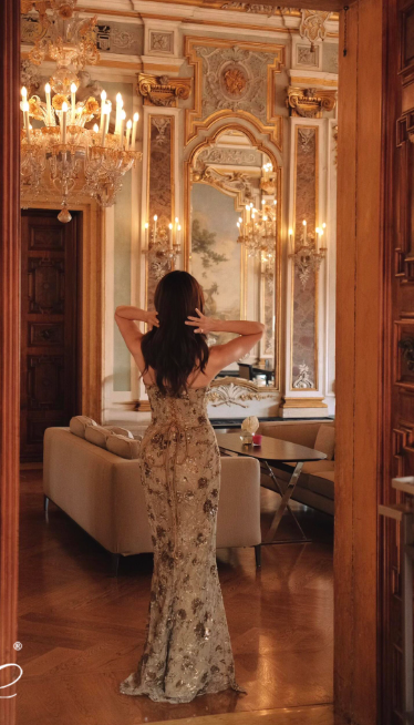 Chic Spaghetti Straps Sheath Long Prom Dresses Beaded Evening Dresses Sleeveless  Birtdhay Dresses DP04124