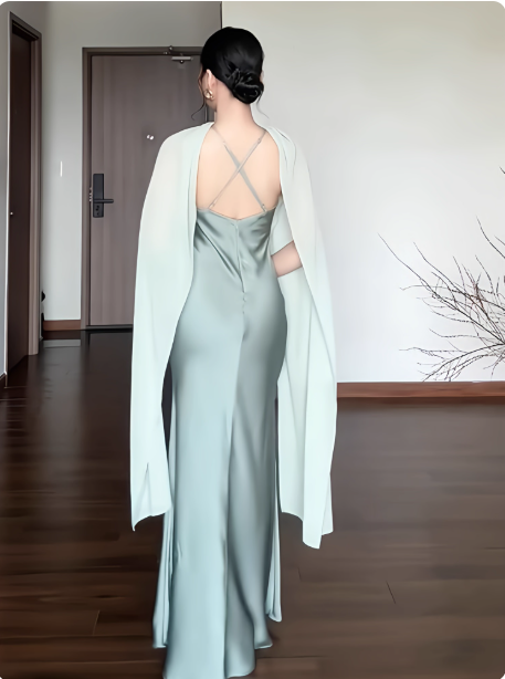Chic Halter Sheath Long Evening Dresses Satin Sleeveless Green Evening Dresses Backless Wedding Guest Dresses DP04127