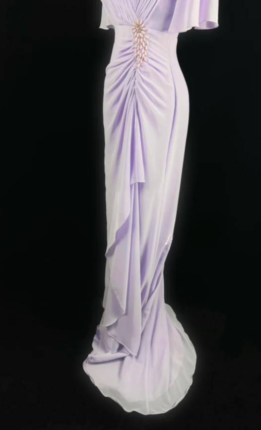 Elegant Sheath Long Prom Dresses Chiffon Lilac Mother of the Bride Dresses DP04146