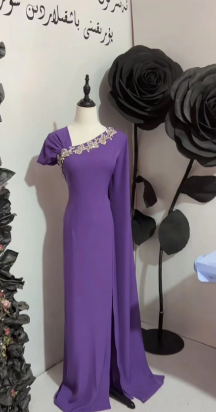 Elegant Sheath Long Prom Dresses Chiffon Purple Mother of the Bride Dresses DP04147