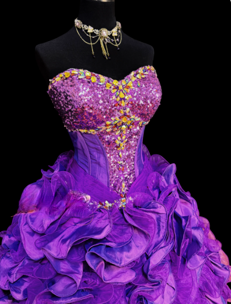 Cute Strapless Ball Gown Taffeta Long Prom Dresses Tulle Purple Quinceanera Dresses Sleeveless Sweet 16 Dresses  DP04151